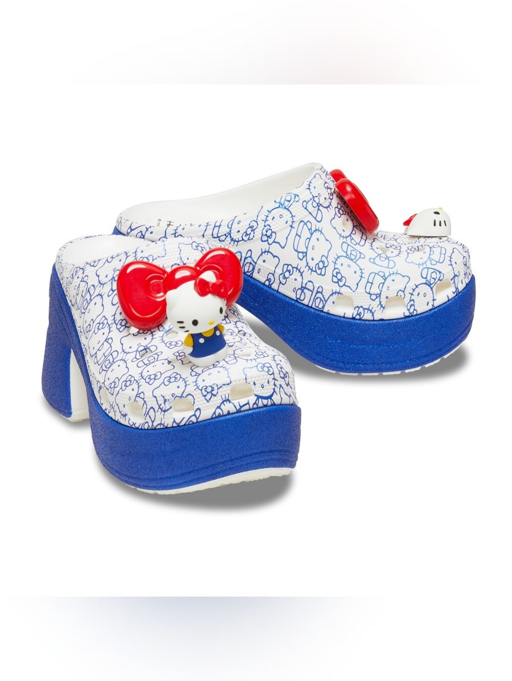 Crocs x Hello Kitty Siren Clog Women's 7 Blue White Glitter 50th Anniversary